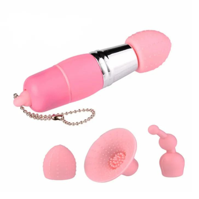 Mini Vibrador Con Puntas Intercambiables Para Triple Estimulacion Anal-Pezones-Clitoris 